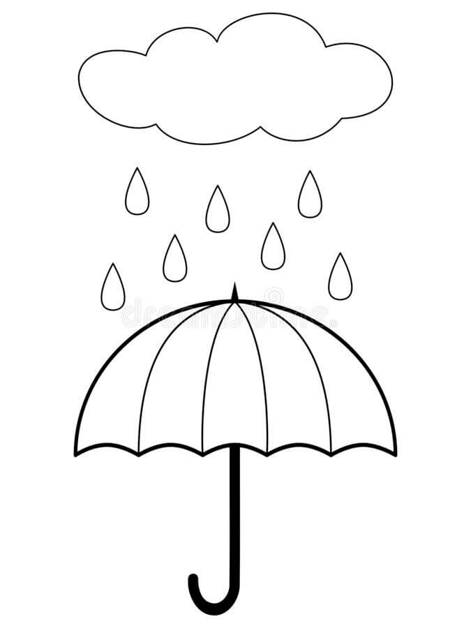 Parapluie et Pluie coloring page