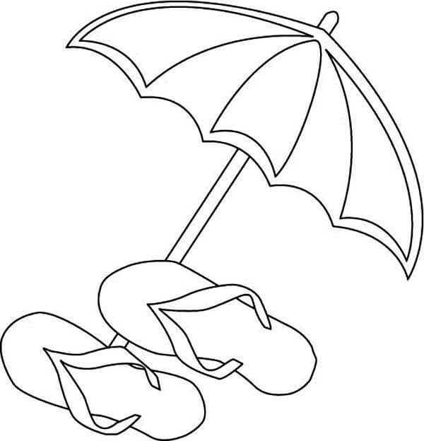 Coloriage Parapluie et Tongs