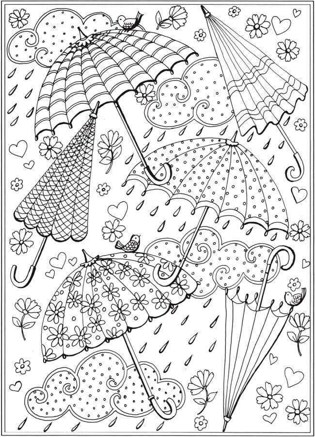 Coloriage Parapluies pour Adultes