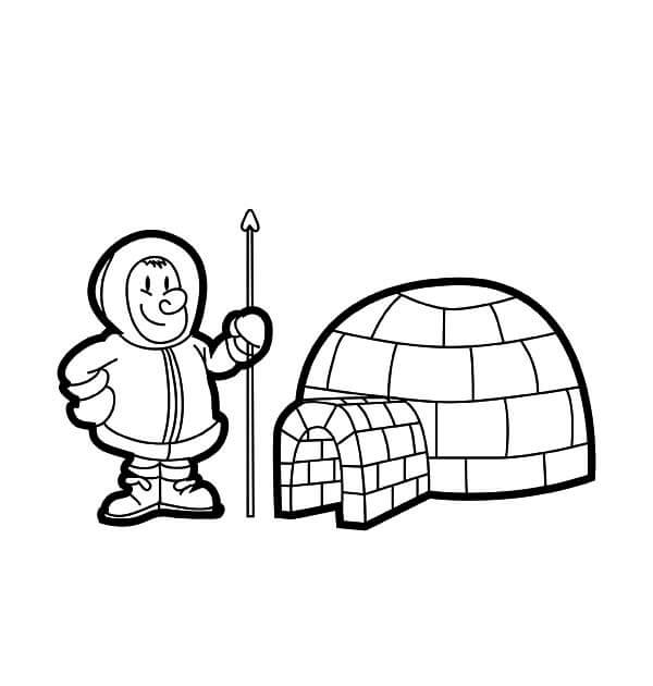 Pêcheur et Igloo coloring page