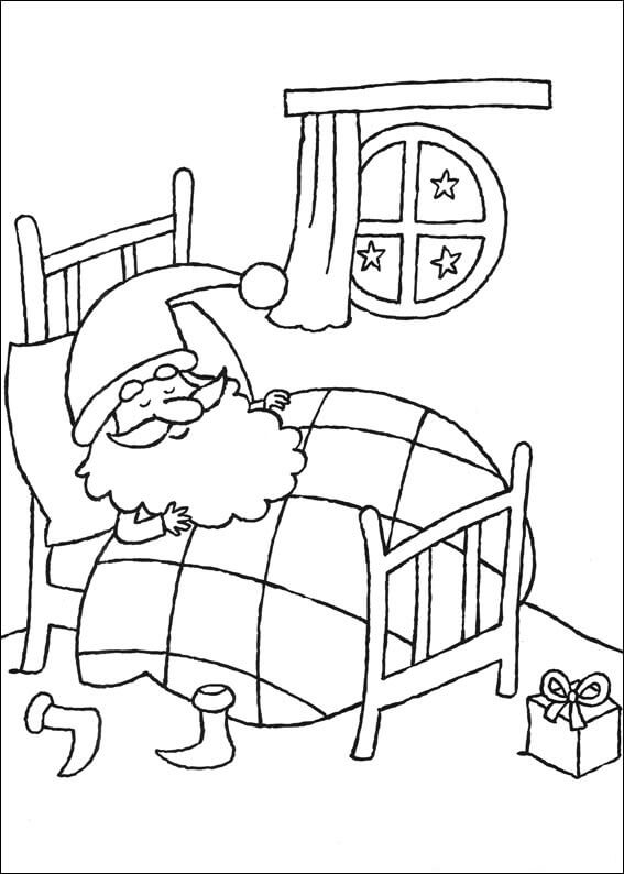 Coloriage Père Noël Endormi