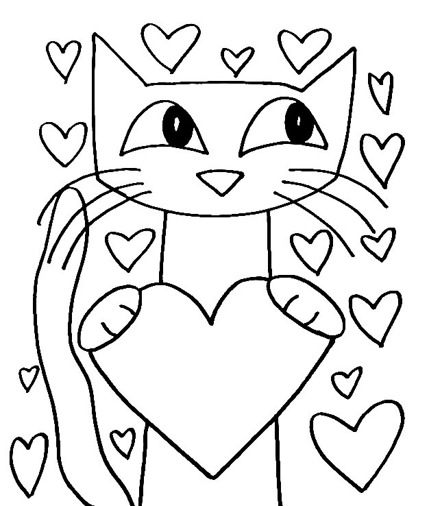 Pete le Chat à la Saint-Valentin coloring page
