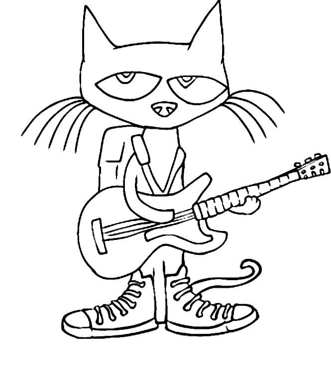 Pete le Chat Joue de la Guitare coloring page