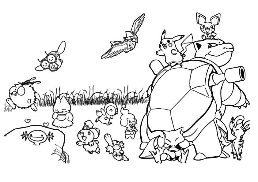 Coloriage Pikachu et ses amis