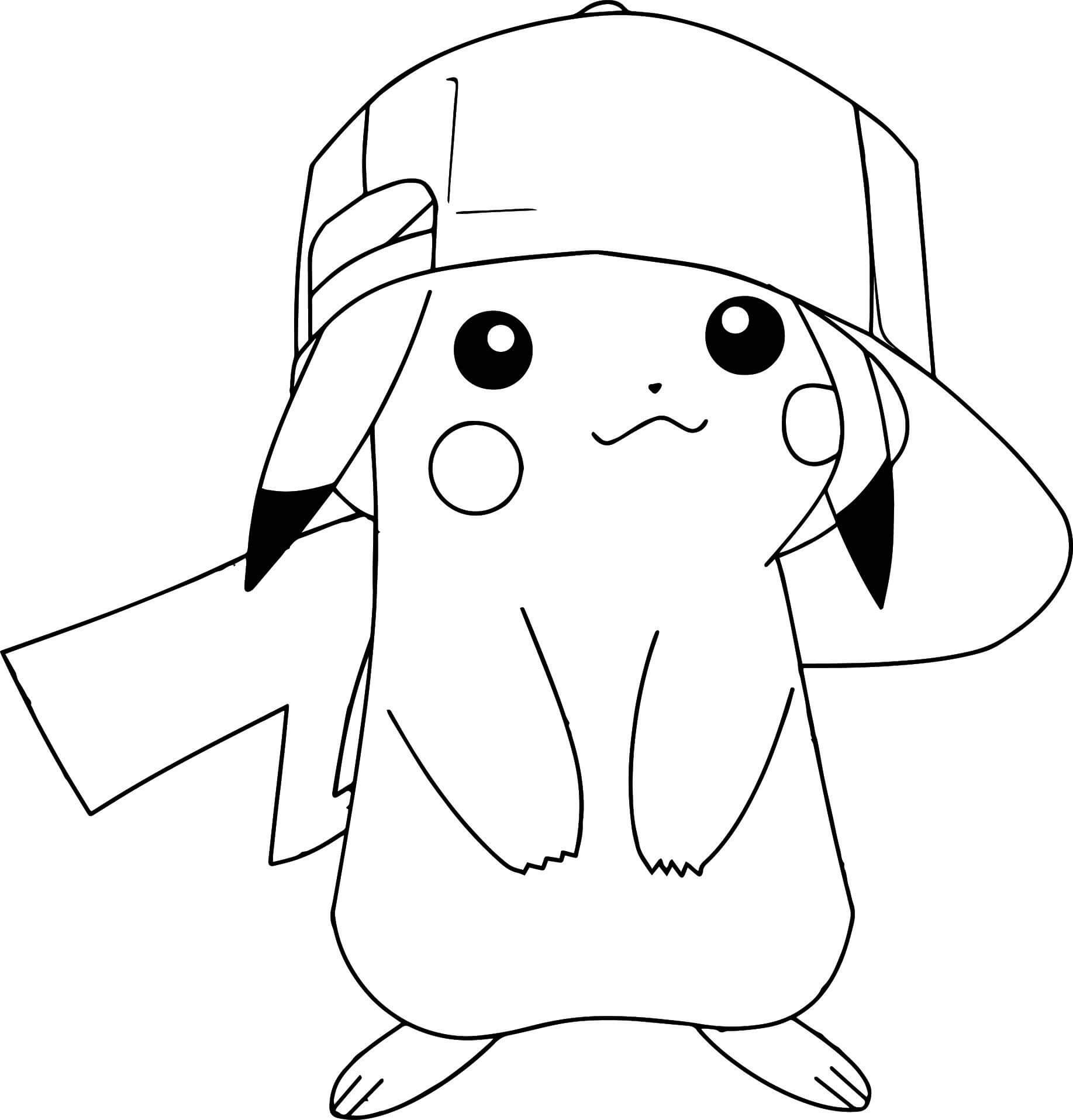 Pikachu Porte une Casquette coloring page