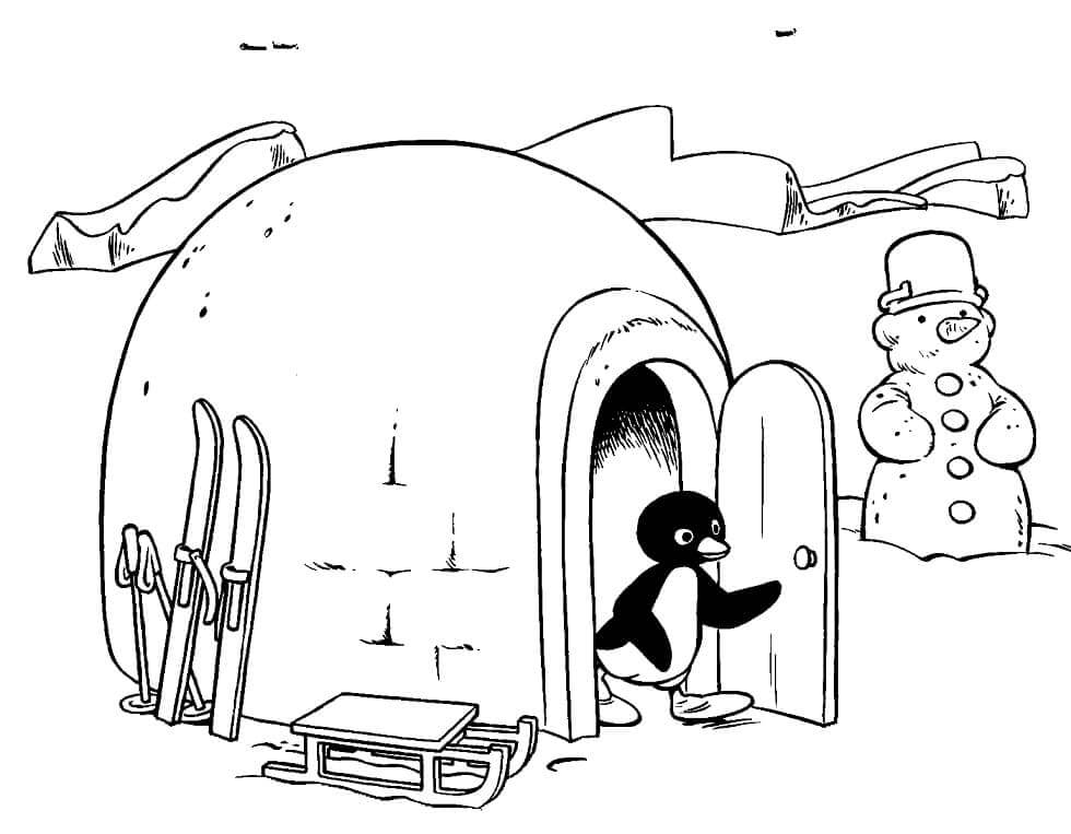 Coloriage Pingouin et l'Igloo