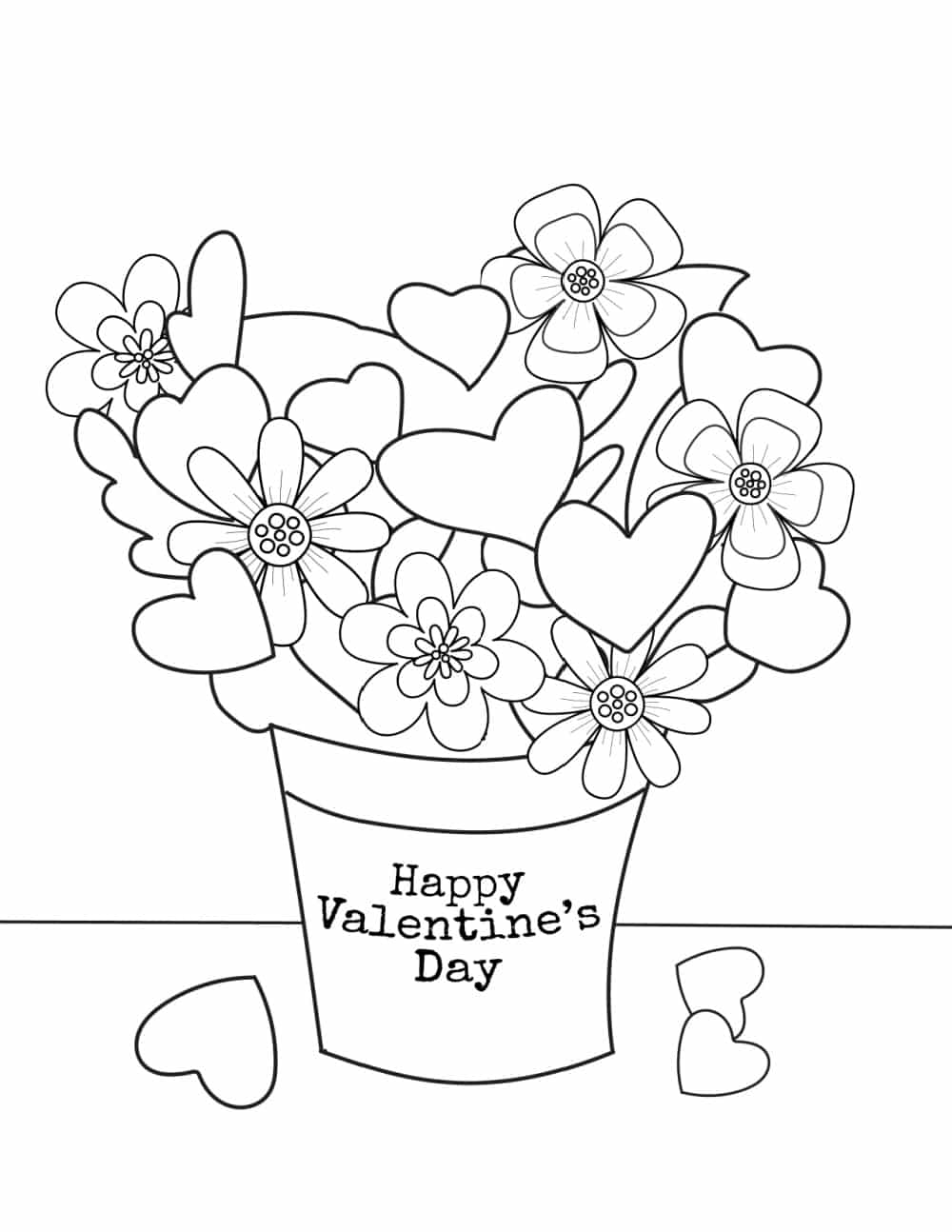 Pot de Fleurs de la Saint-Valentin coloring page