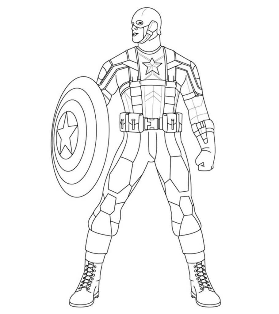 Coloriage Puissant Captain America