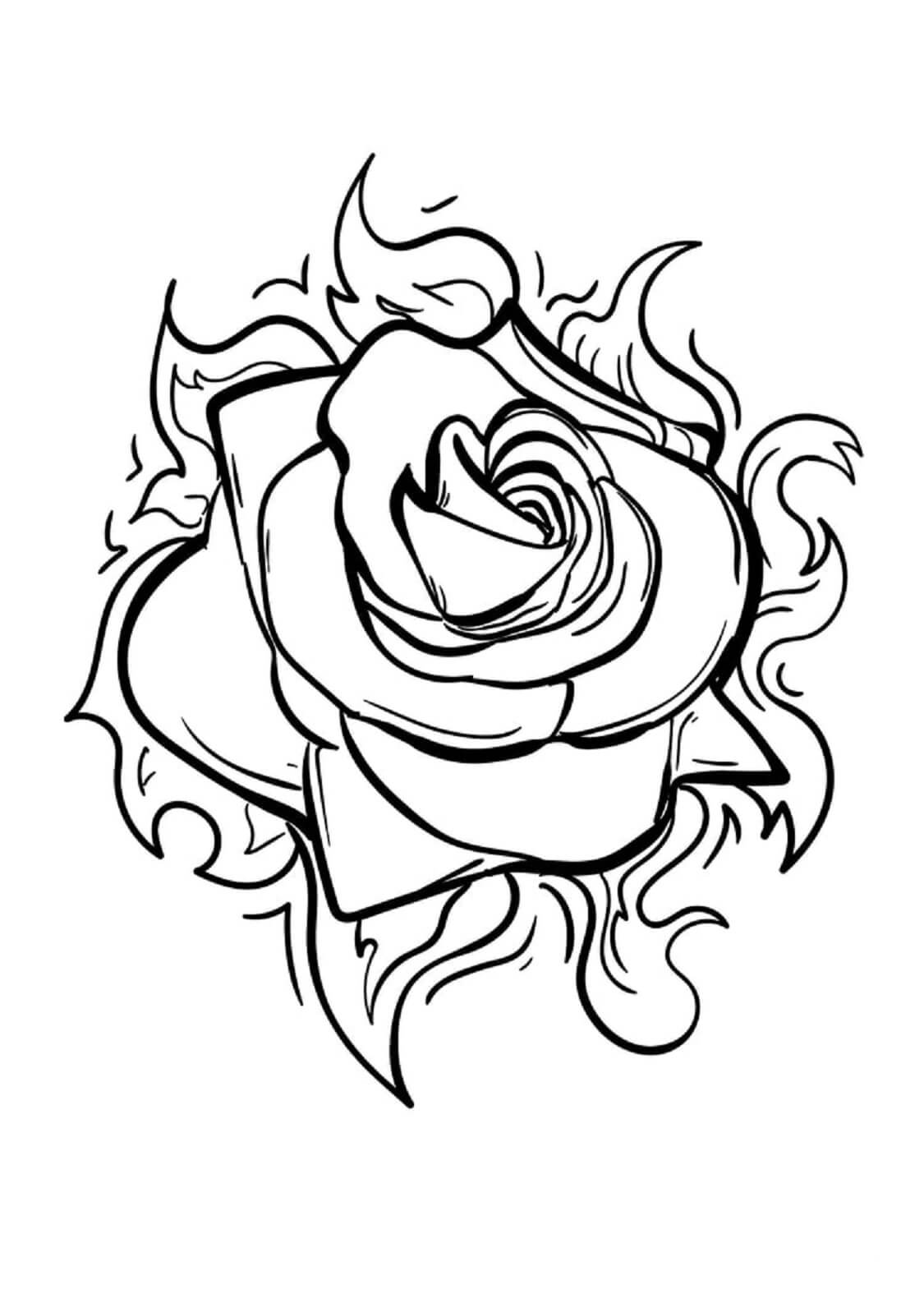 Coloriage Rose Flamboyante