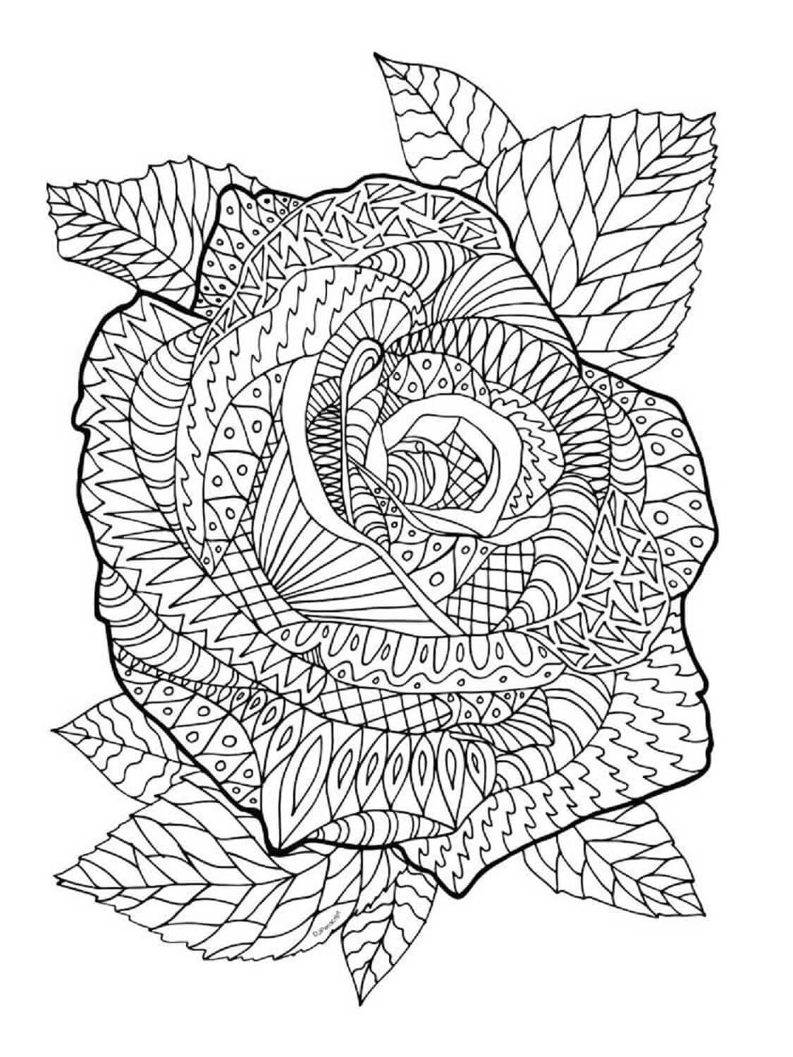 Coloriage Rose Zentangle
