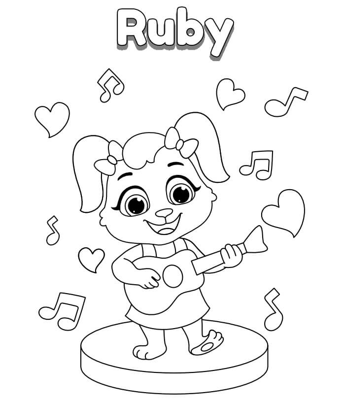 Ruby Joue de la Guitare coloring page