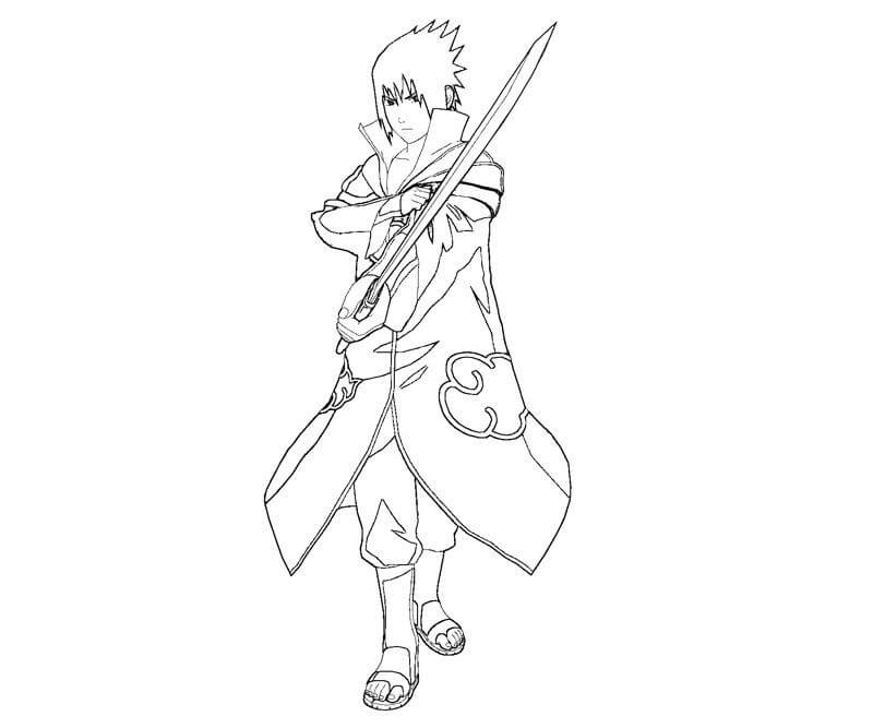 Coloriage Sasuke avec épée