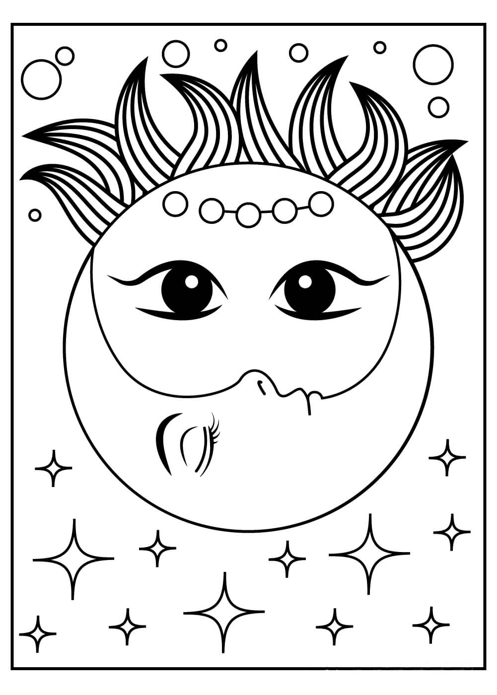 Soleil et Lune coloring page