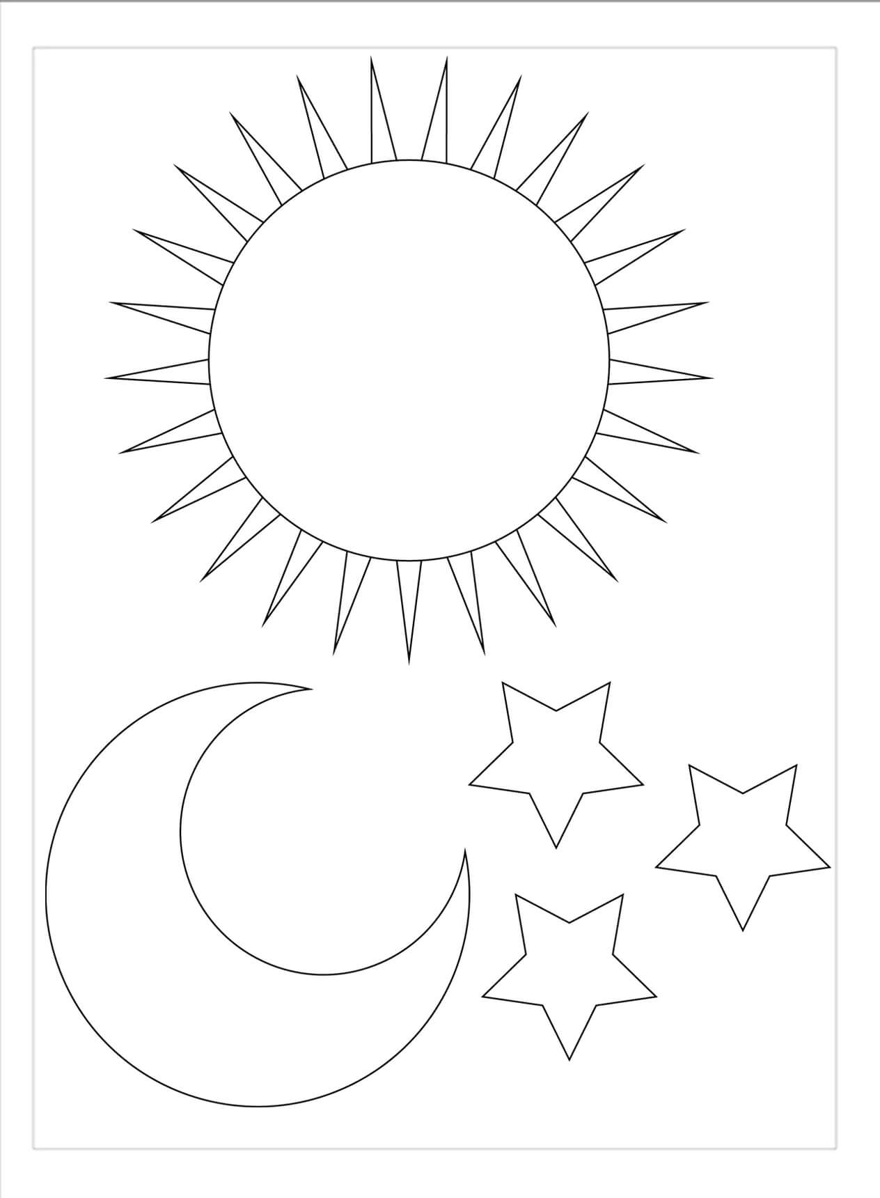 Soleil, Lune et Étoiles coloring page