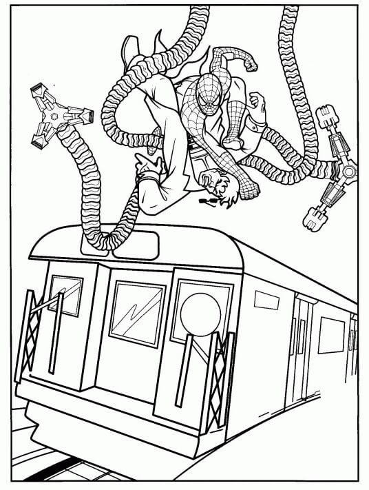 Spider Man contre Docteur Octopus coloring page