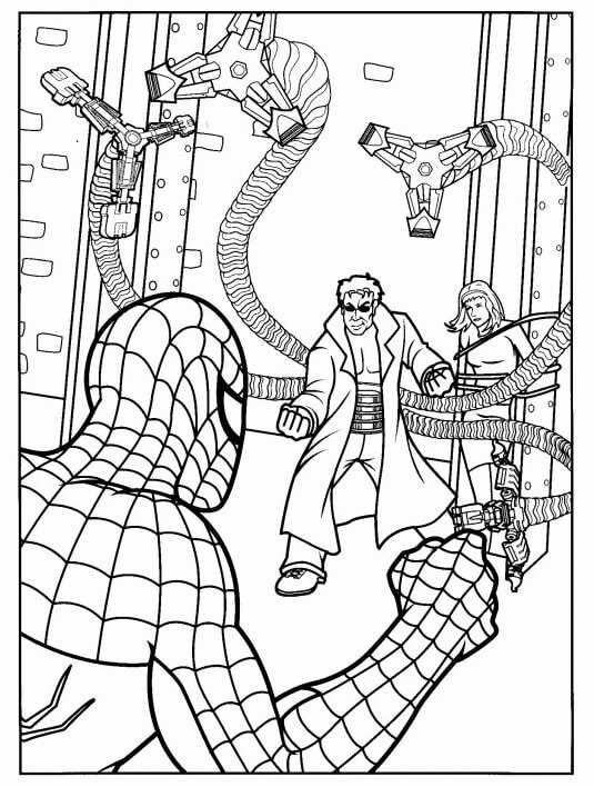 Coloriage Spider Man et Docteur Octopus