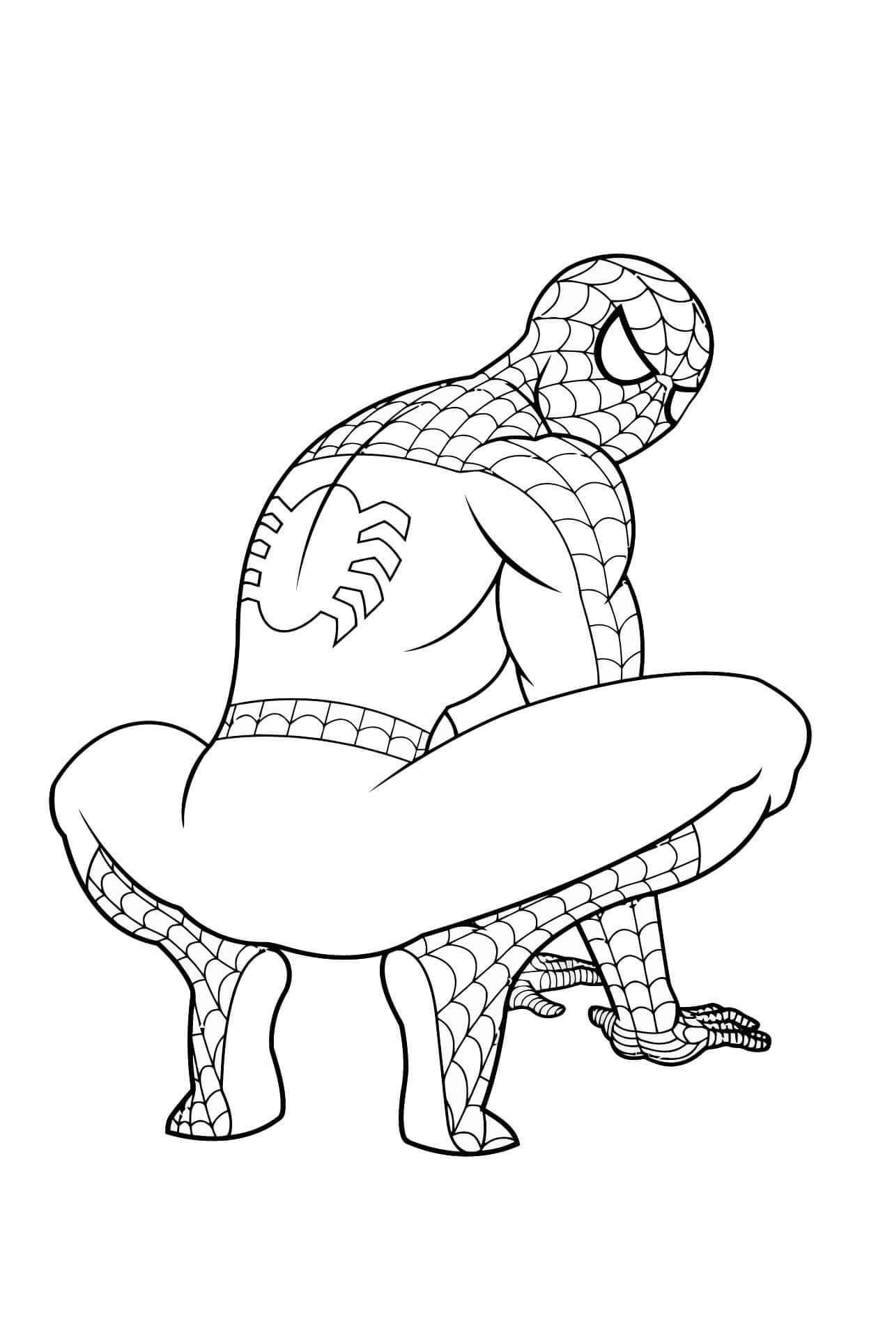 Coloriage Spiderman Drôle