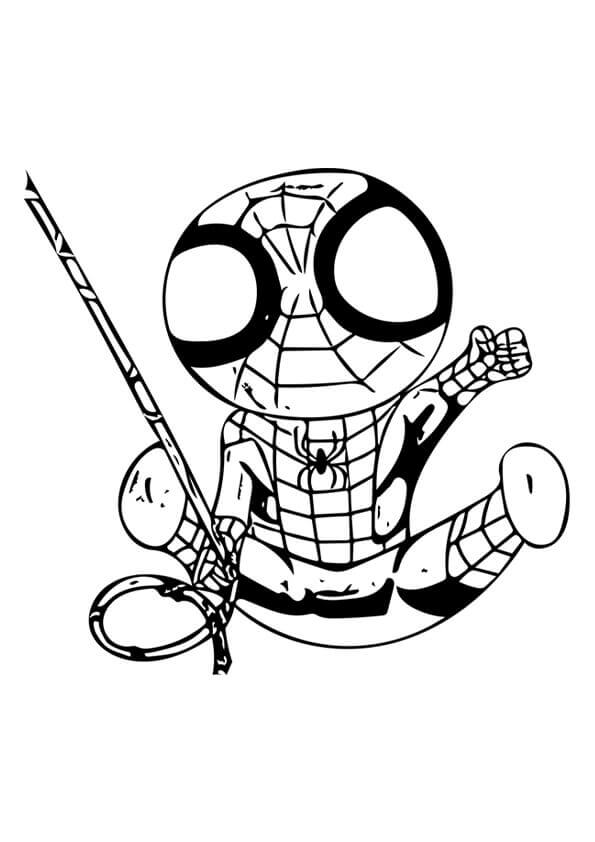 Coloriage Spiderman Mignon