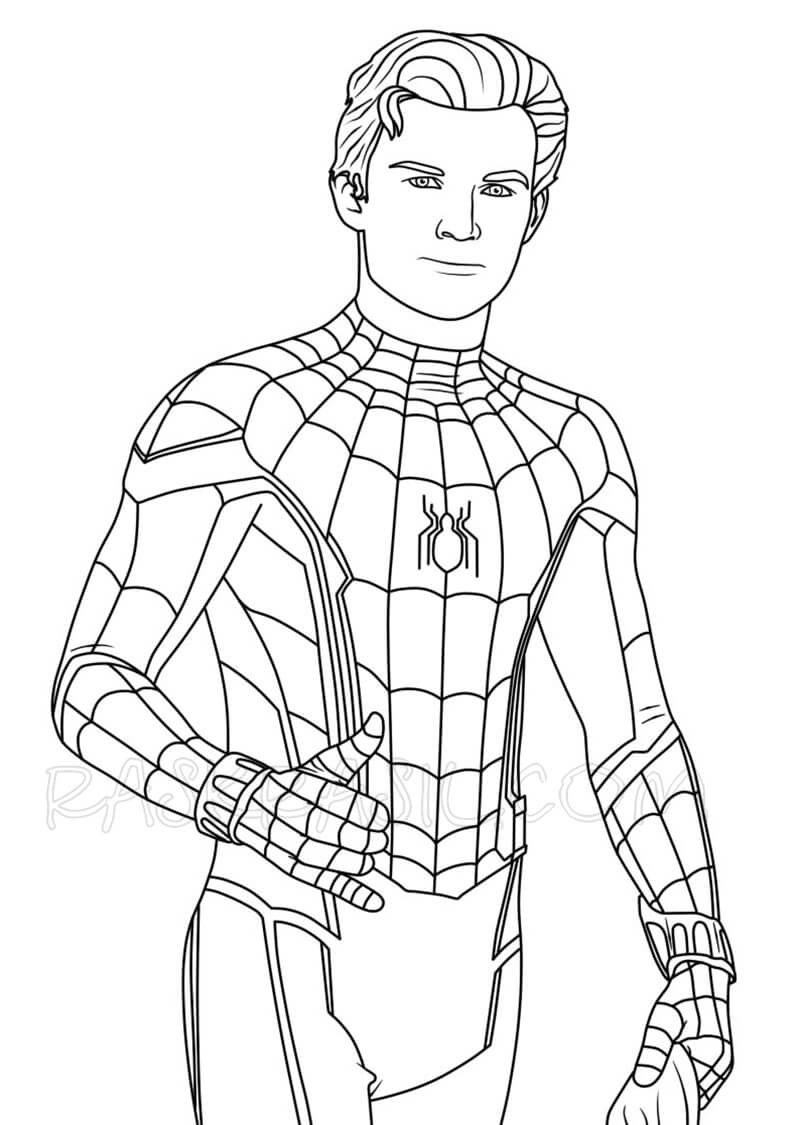 Coloriage Spiderman Tom Holland