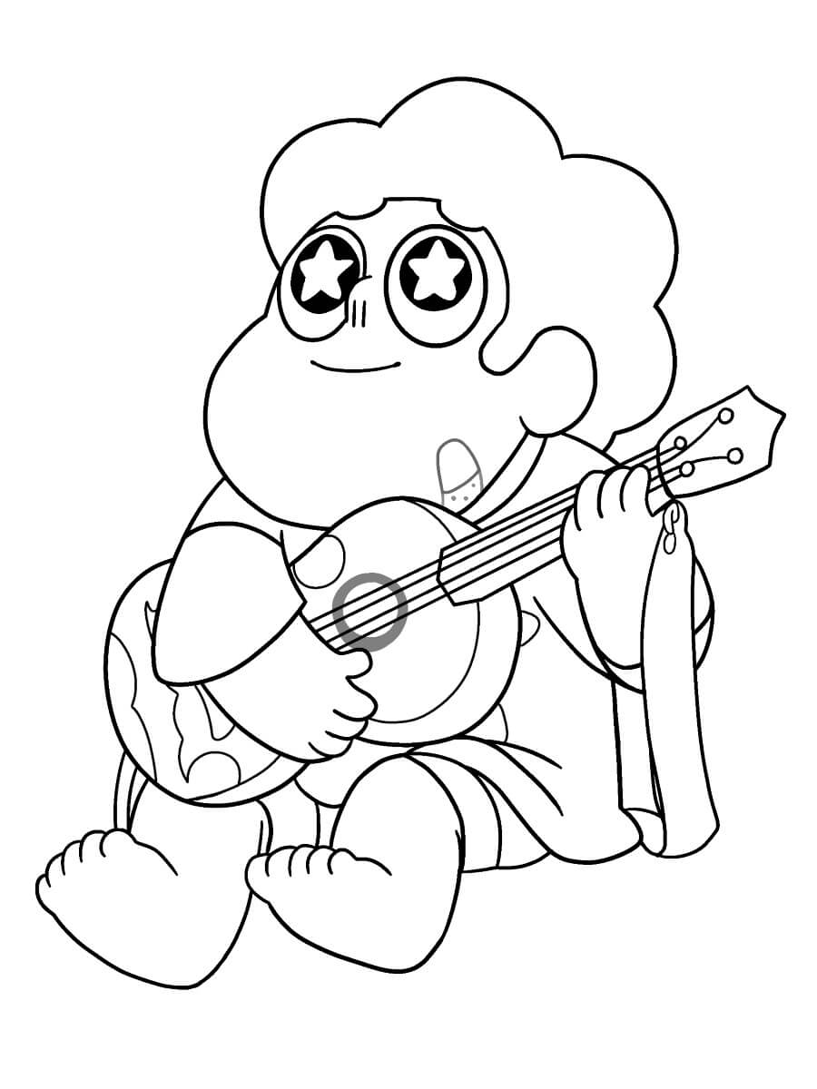 Coloriage Steven Universe Joue de la Guitare