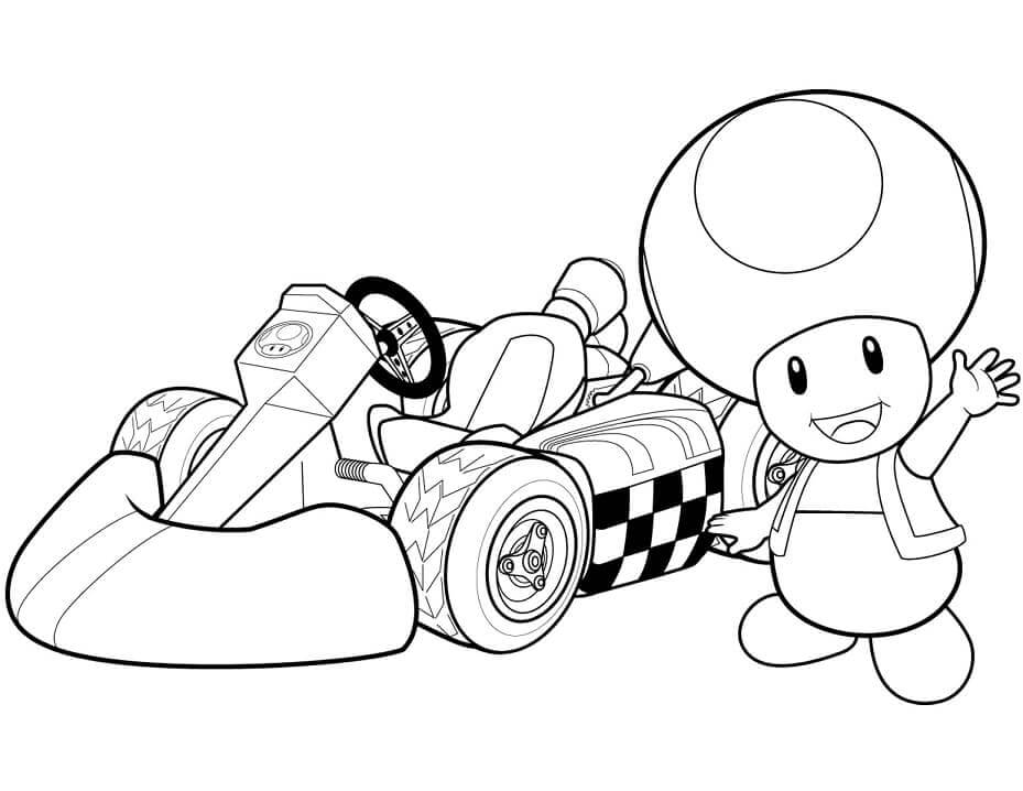 Coloriage Toad de Mario Kart