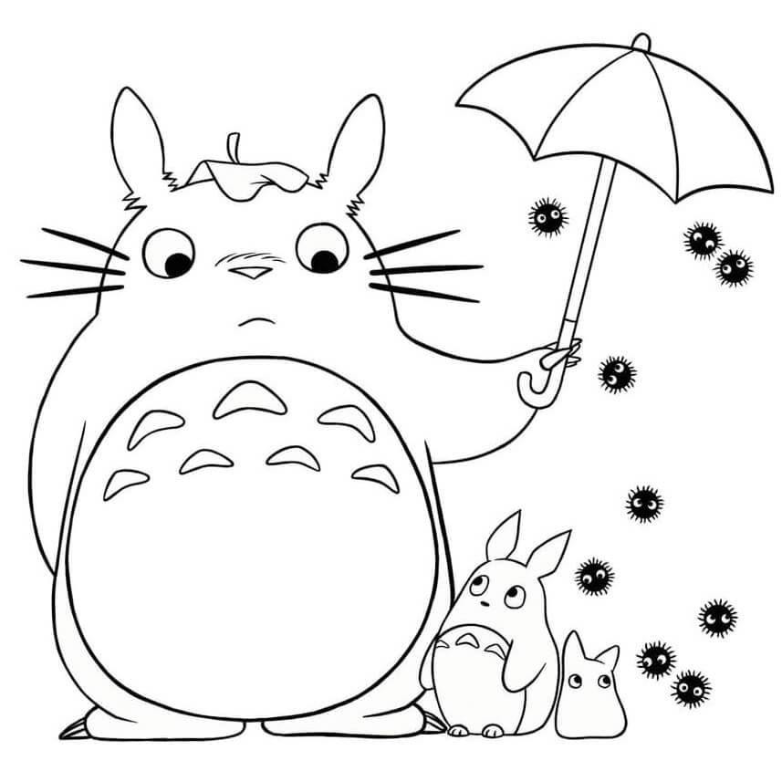 Totoro avec Parapluie coloring page