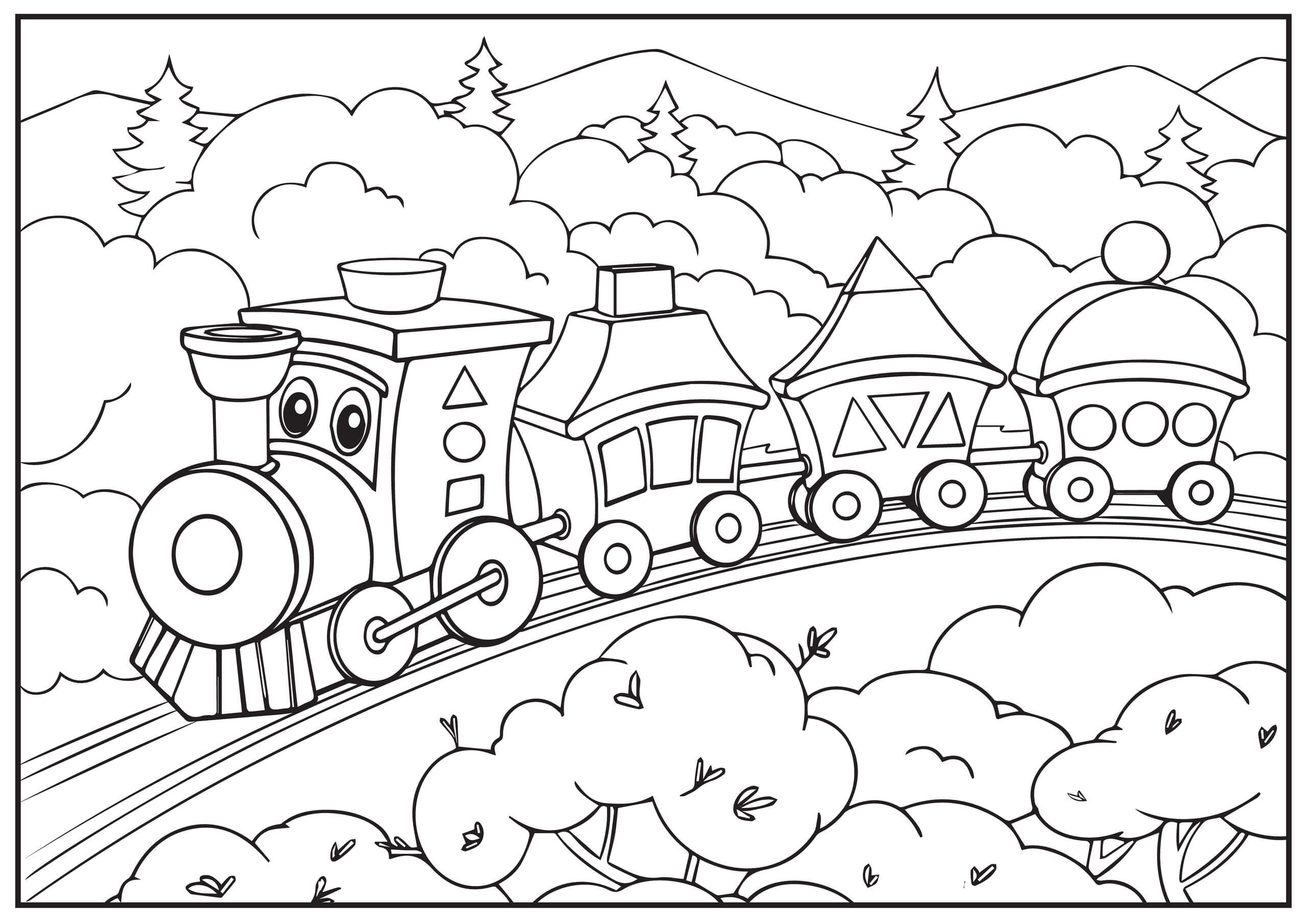 Coloriage Train de Dessin Animé