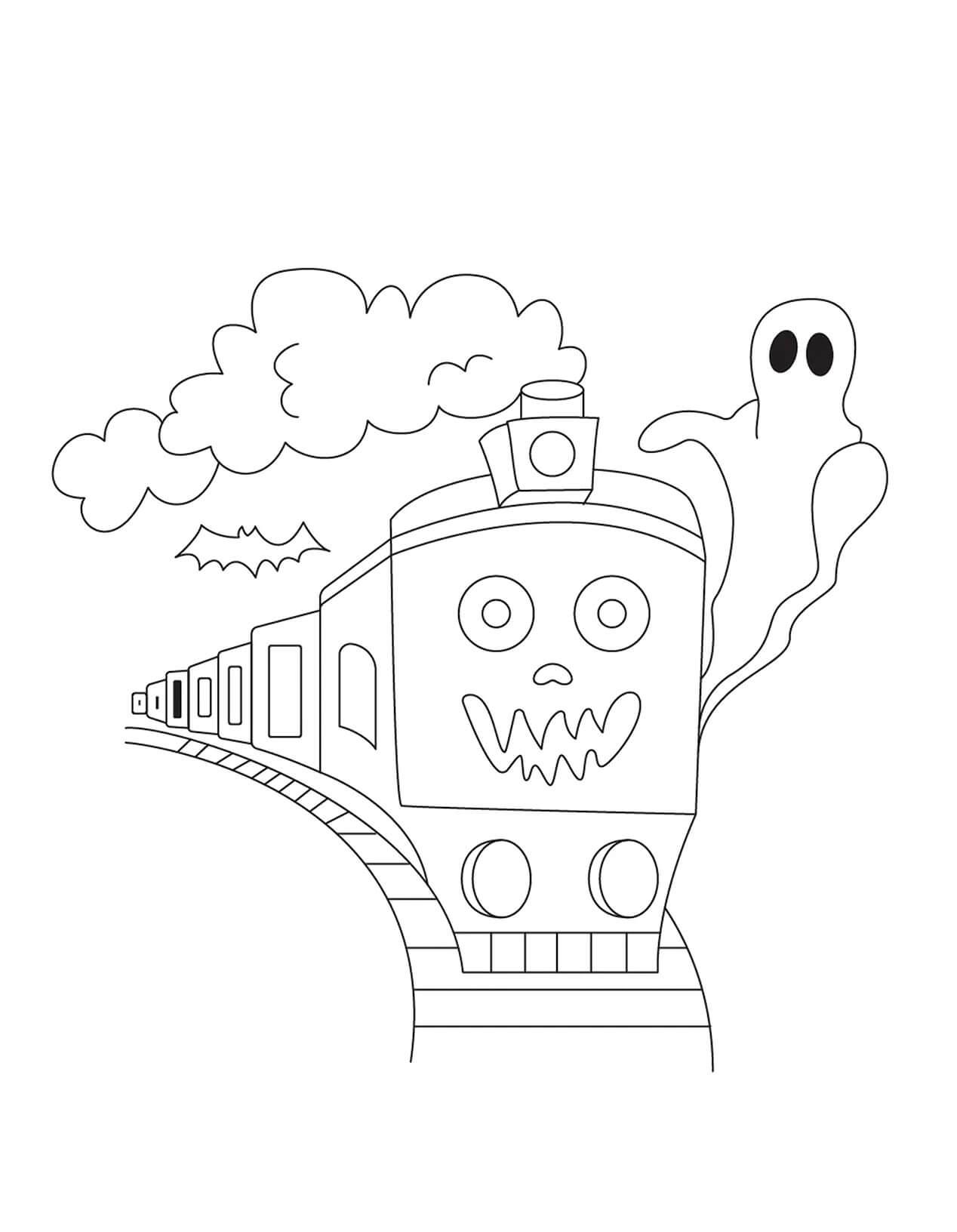 Train d’Halloween coloring page
