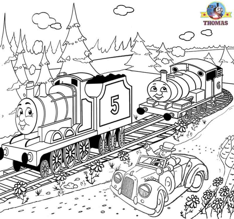 Trains coloring page