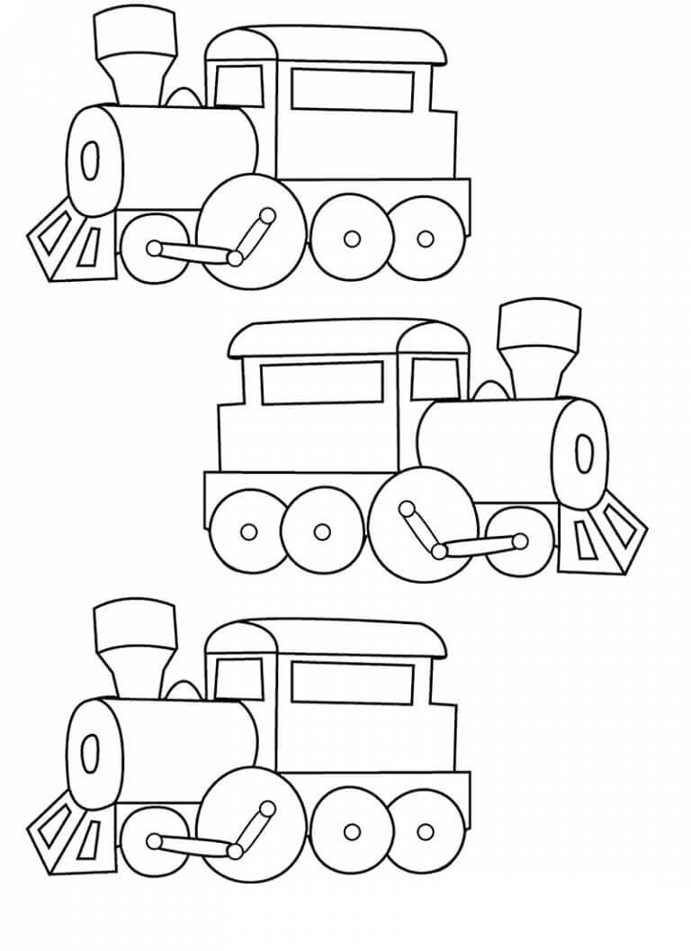 Trois Trains coloring page