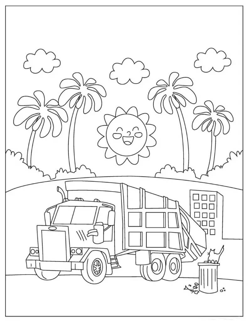 Un Camion Poubelle coloring page