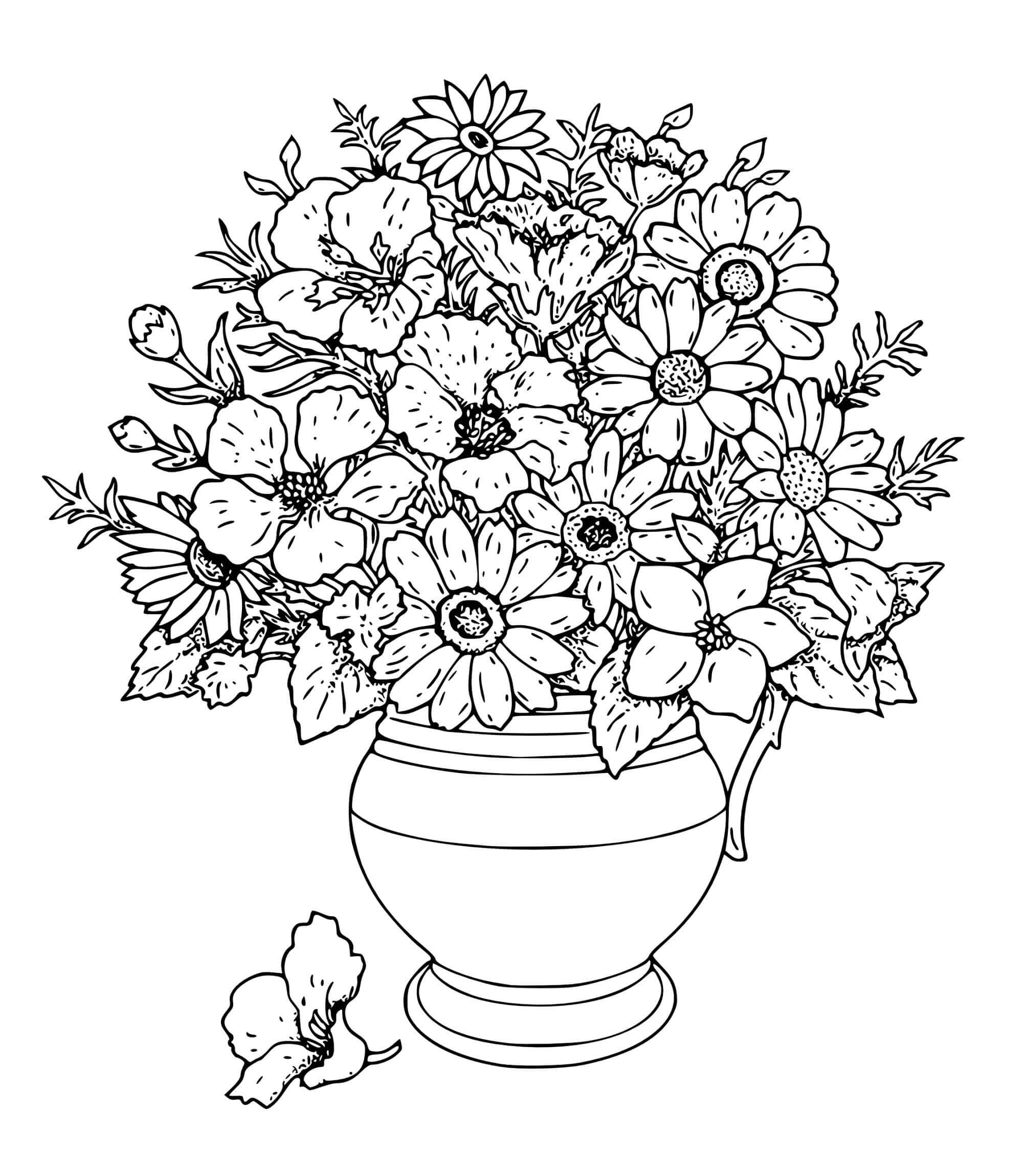 Coloriage Un Vase à Fleurs