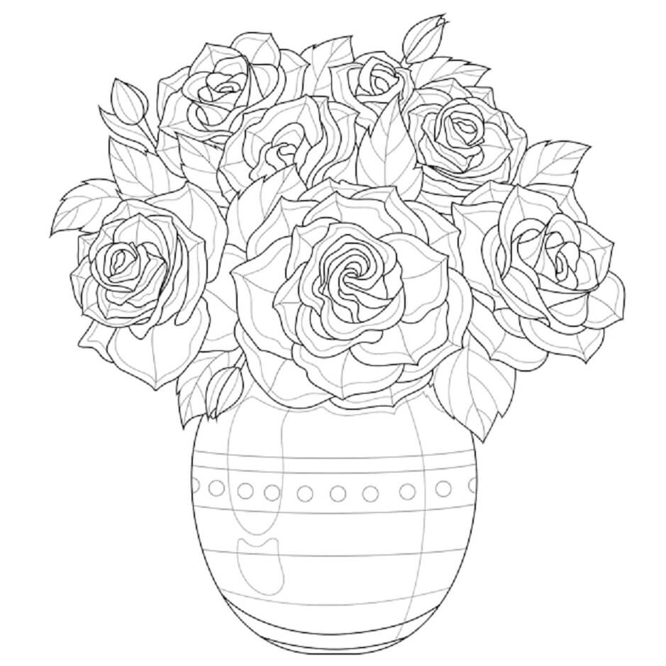 Coloriage Vase aux Roses