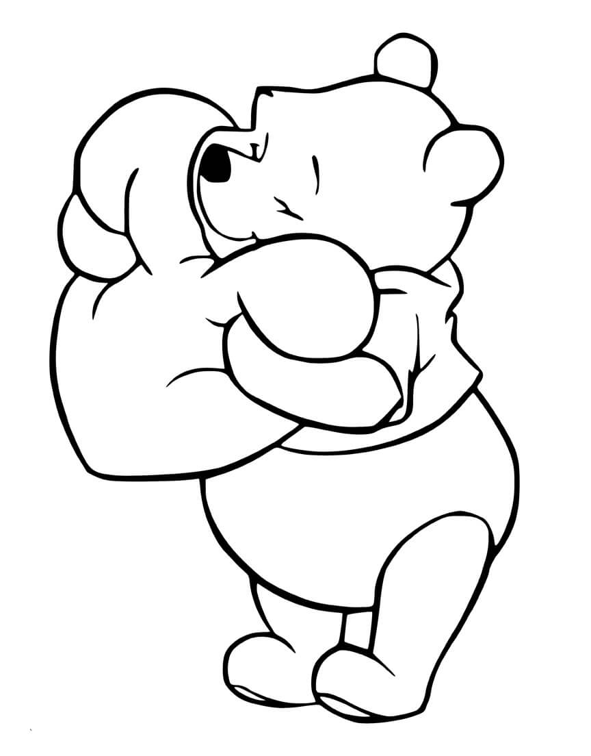 Winnie l’ourson avec Coeur coloring page