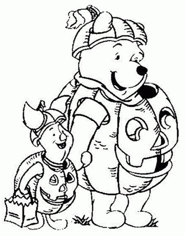 Winnie l’ourson et Porcinet à Halloween coloring page