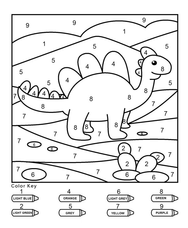 Dinosaure Heureux Coloriage par Numéro coloring page