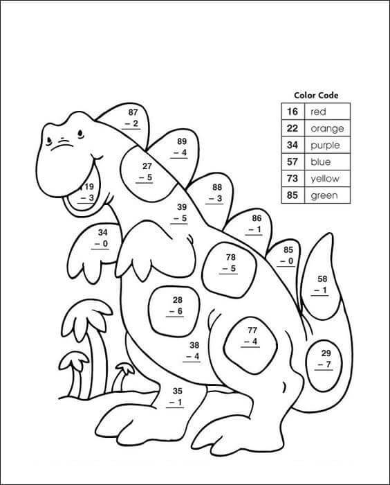 Coloriage Dinosaure Souriant Coloriage par Numéro