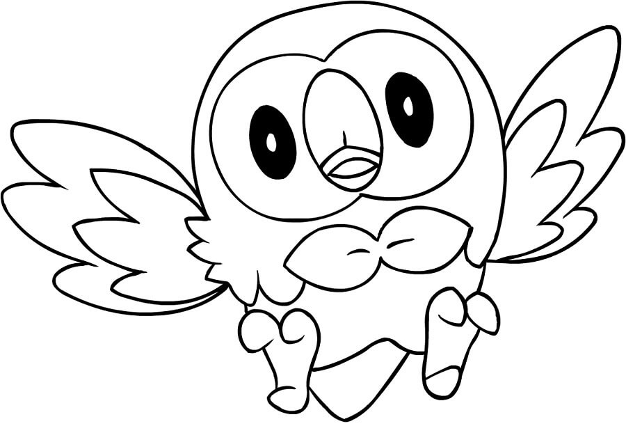 Flying Rowlet coloring page