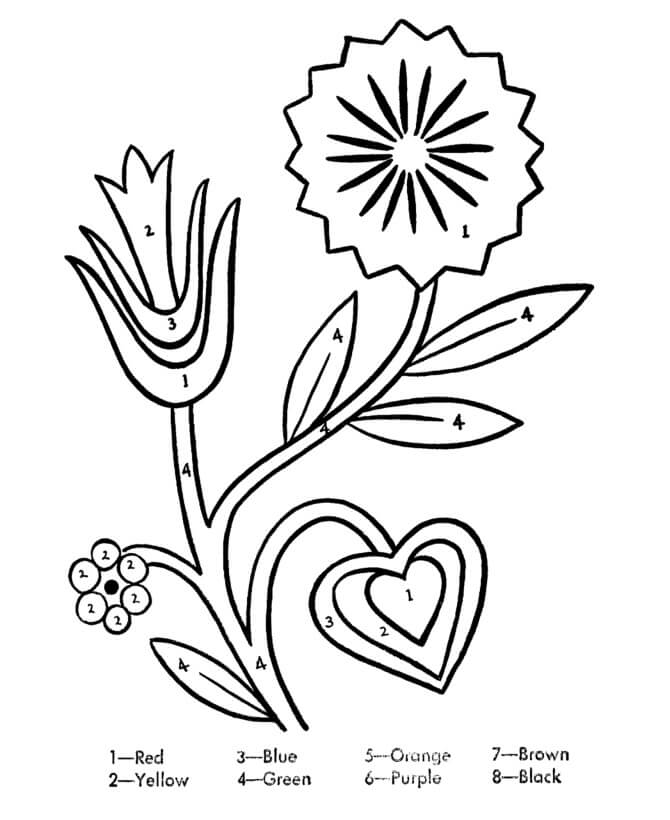 Jolie Fleur Coloriage par Numéro coloring page