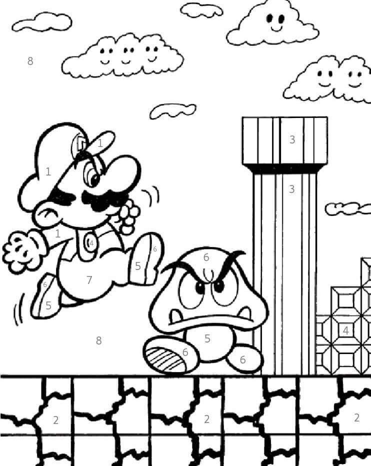 Mario Coloriage par Numéro (5) coloring page