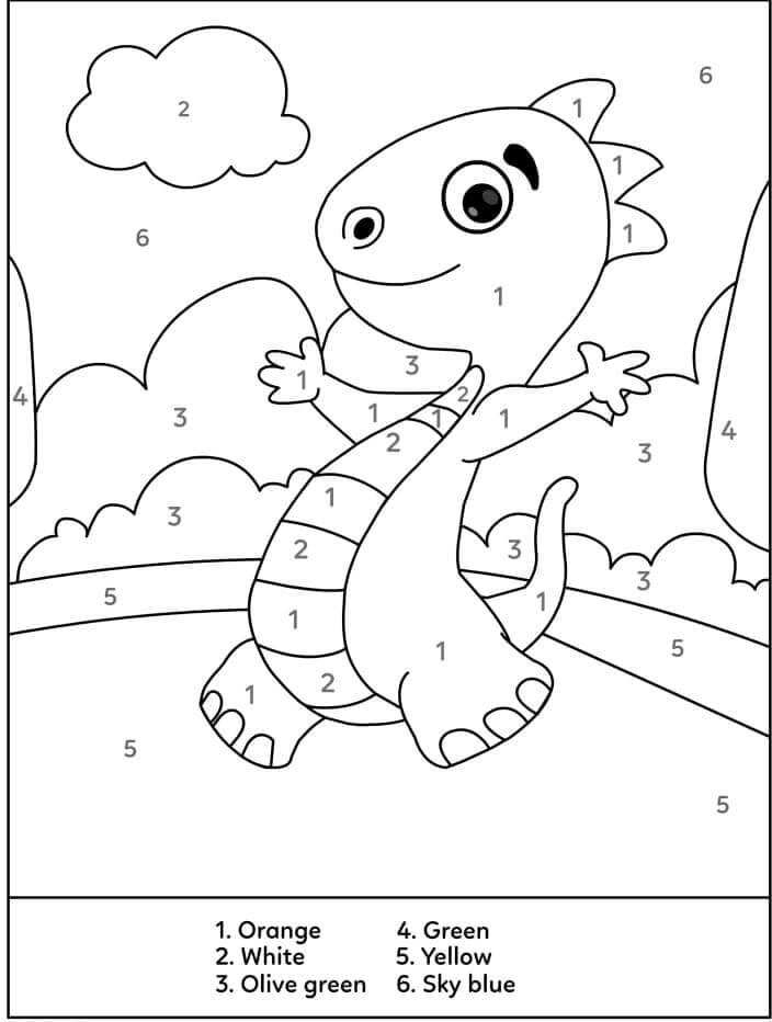 T-rex Mignon Coloriage par Numéro coloring page