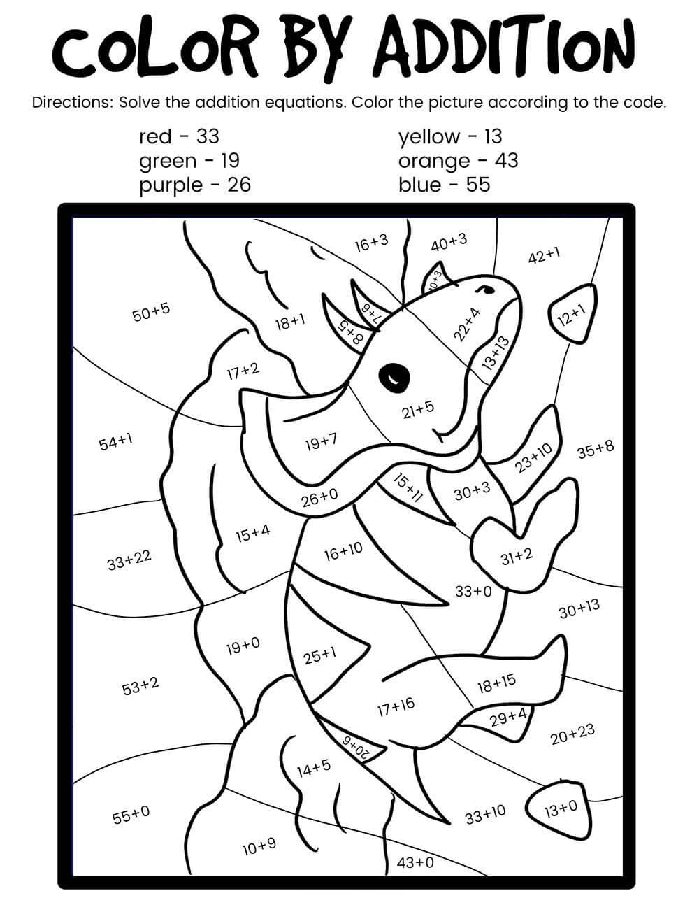 Tricératops Coloriage par Numéro coloring page
