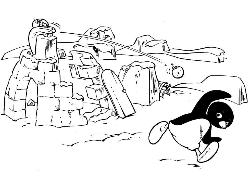 Coloriage Two Penguins with Igloo