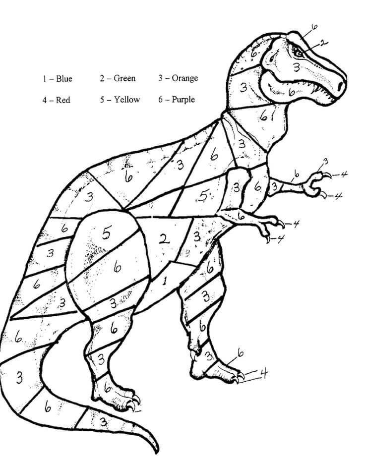 Coloriage Un T-rex Coloriage par Numéro