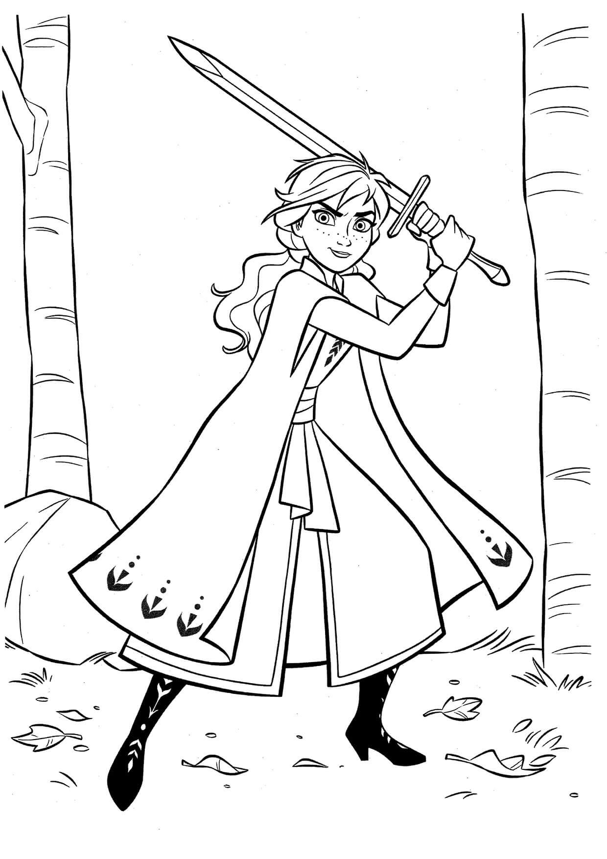 Coloriage Anna holding Sword