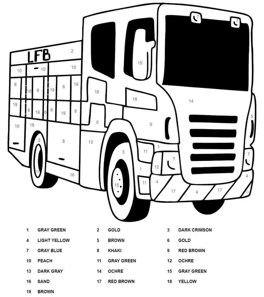 Beau Camion Coloriage par Numéro coloring page