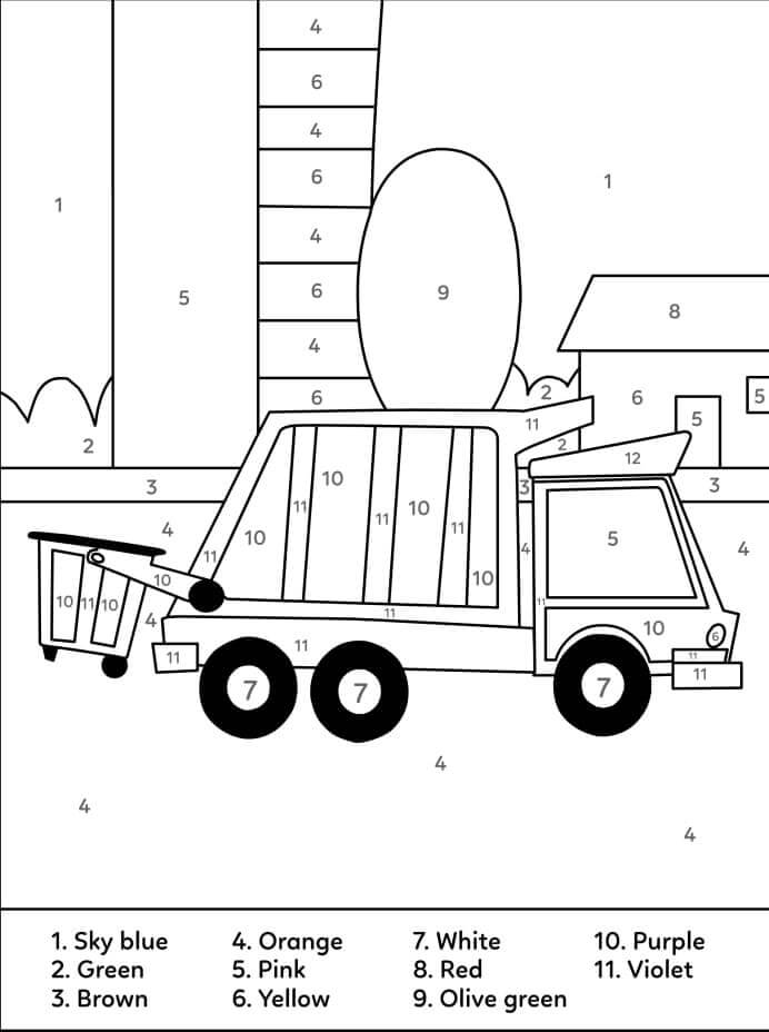 Camion à Ordures Coloriage par Numéro coloring page