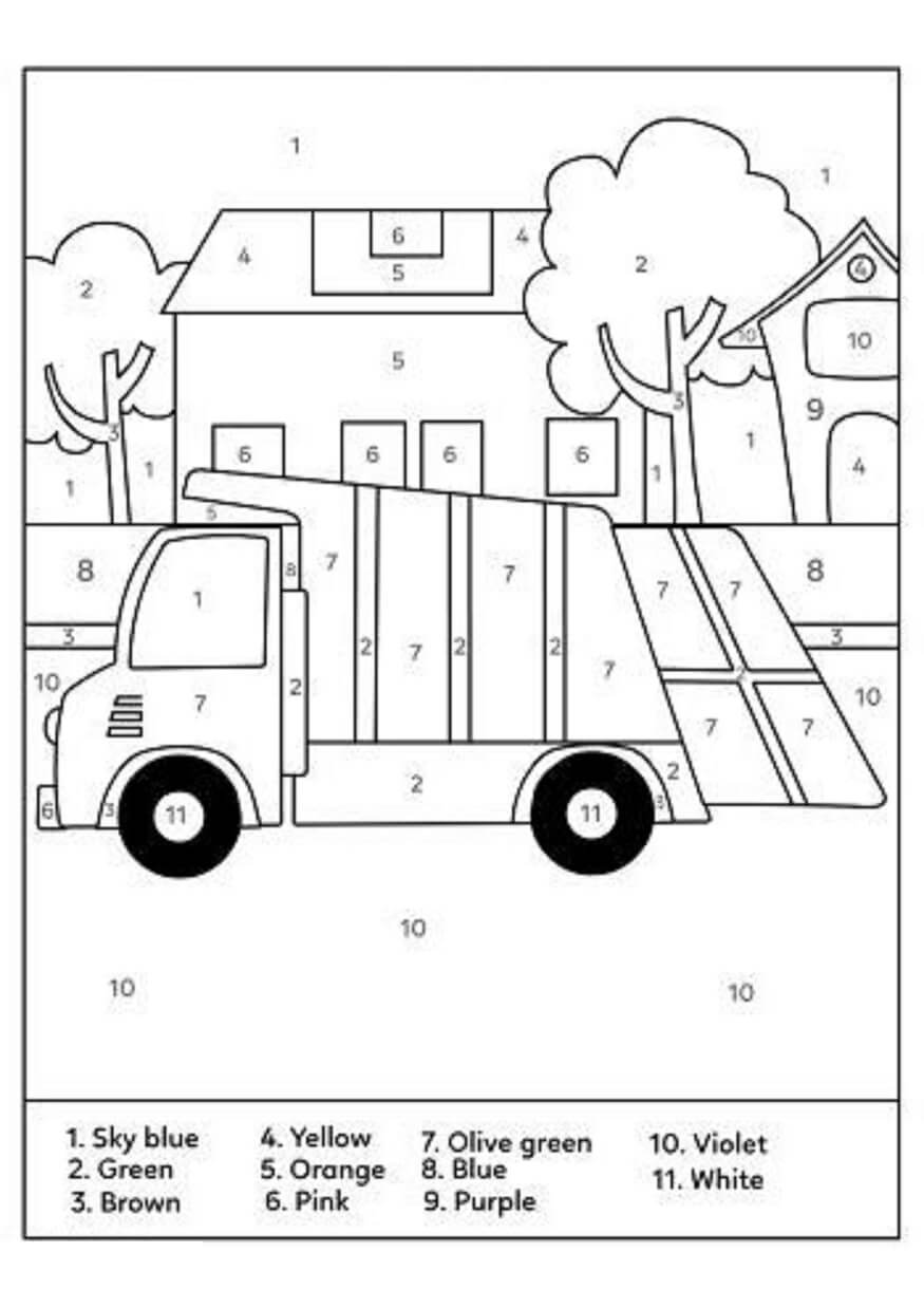 Camion Facile Coloriage par Numéro coloring page