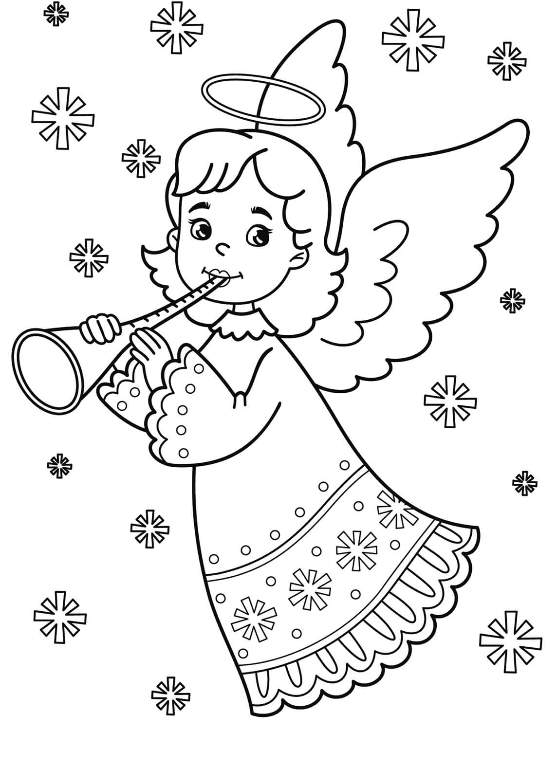 Ange Joue de La Trompette coloring page