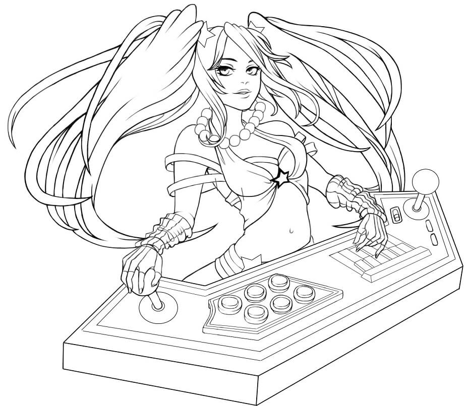 Arcade Sona League of Legends coloring page